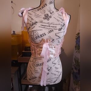 Sugar Thrillz Pink Silky Lace Underbust Corset